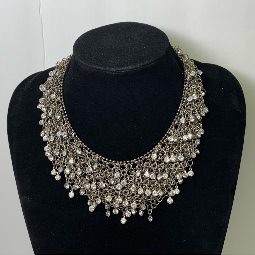 Rj Graziano Metal Crystal Bib Statement Necklace Euc 79$